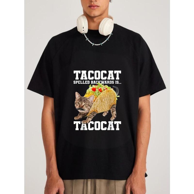 

T-Shirt White Taco Cat with Text and Cat in Taco Design for Casual Wear S