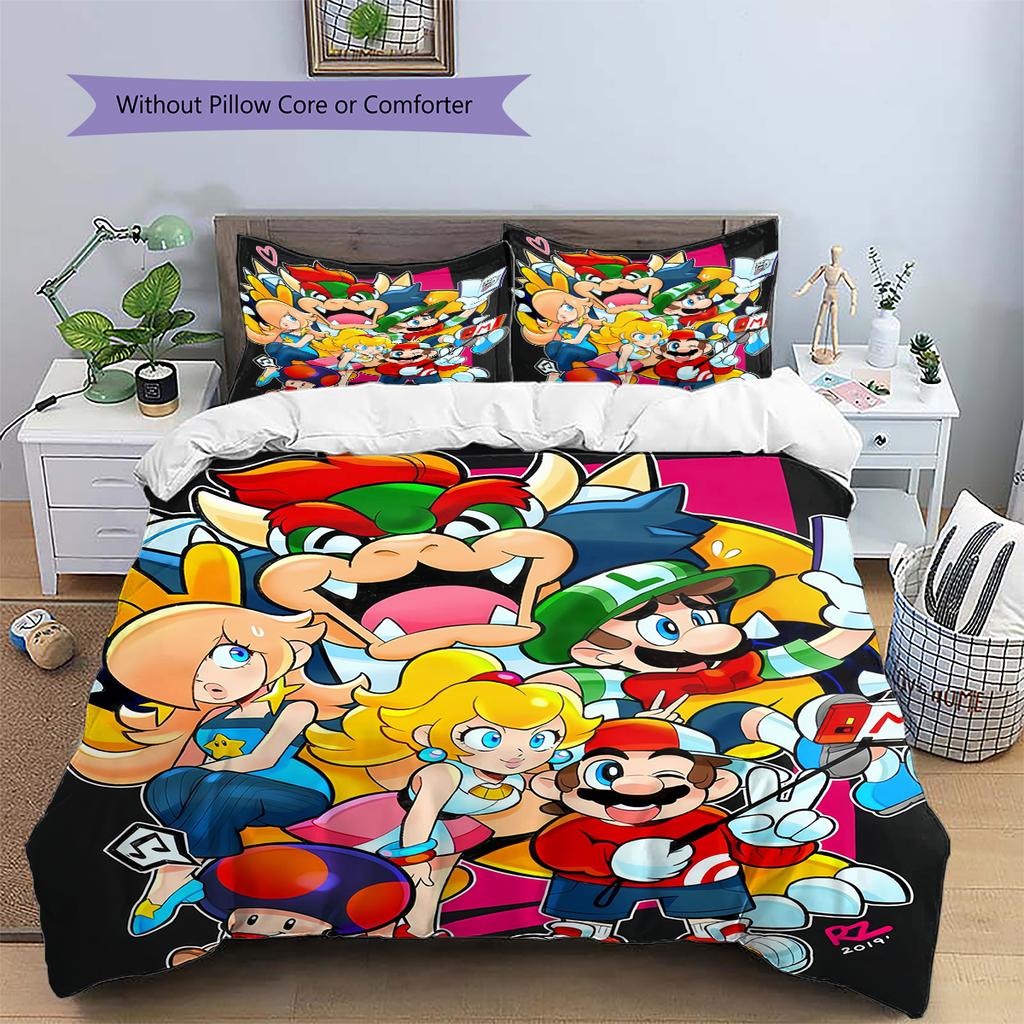 Super Mario Poster Duvet Cover & Pillowcases, Mario Fan Bedroom Bedding, Perfect Gift.chl