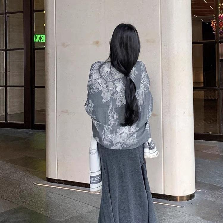 New Black Double-sided Imitation Cashmere Scarf for Women Winter All Match Scarf Shawl Korean Version Dual Use