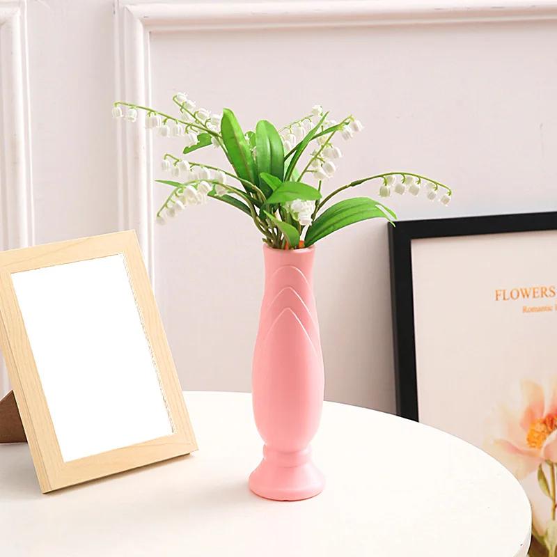 1 Pz Vaso per fiori moderno Vaso di plastica bianco rosa Vaso per fiori Cesto Nordico Casa Soggiorno Decorazione Ornamento Disposizione floreale
