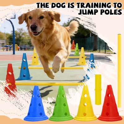 Dog Agility Training Pole Set, Portable Obstacle Training Equipment For Pet Outdoor Exercise, Fitness & Skill Practice Kit