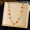 Gold Colorful Heart Gem Choker Necklace – Romantic Boho Jewelry, Love Joy Gift for Women