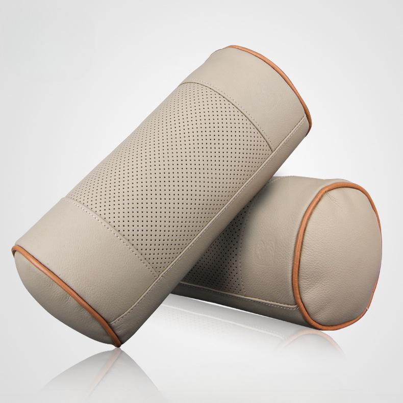 Подушка из пены с эффектом памяти для шеи автомобиля, кожаный подголовник для офисного кресла, подголовник, подушка для шейного отдела позвоночника бежевый
