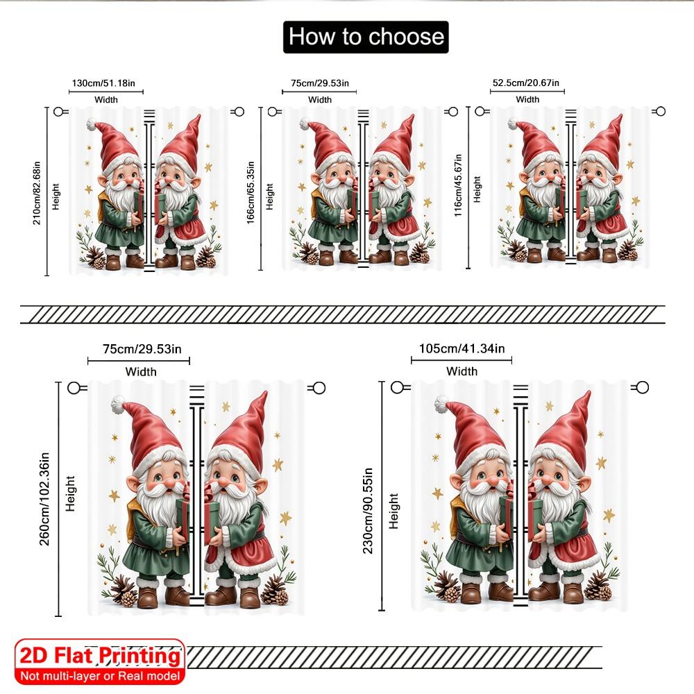 2pcs 2D Flat Printing Merry Christmas Drapes Christmas Gnomes Gift Giving Fabric Without Electricity Holiday Decorations Use for