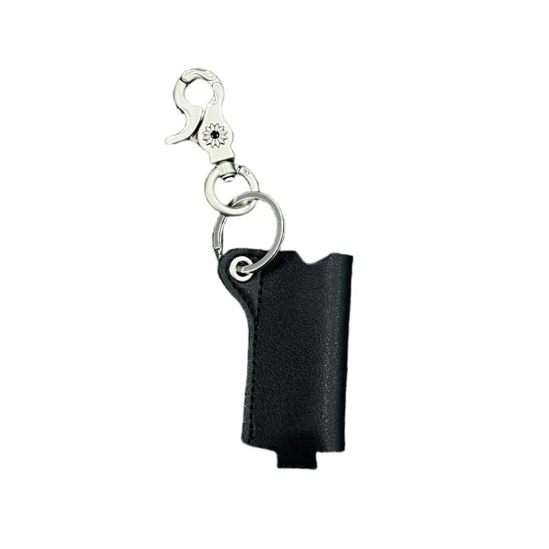 Simple Leather Case Protective Cover for Lighter Keychain Accessory Unisex Metal Lighter with Keychain Simple Design