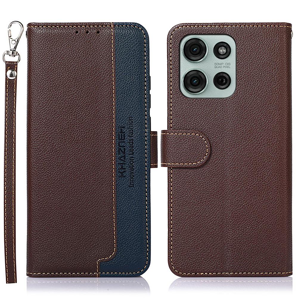 

For Motorola Moto G75 5G Case RFID Blocking Wallet PU Leather Phone Cover Brown