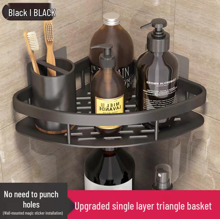 Punch-Free Bathroom Cabinet Shelf: Wall-Mounted Storage Rack for Toiletries & Washstand Supplies