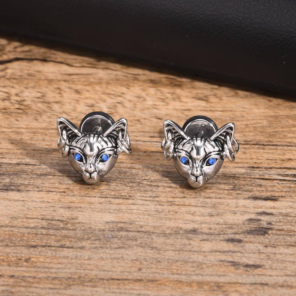 Spider/Cross/Cat/Crow/Four-pointed Star Stud Earrings for Unisex Unique Design Punk Personality Earrings Enamel Fashion Jewelry
