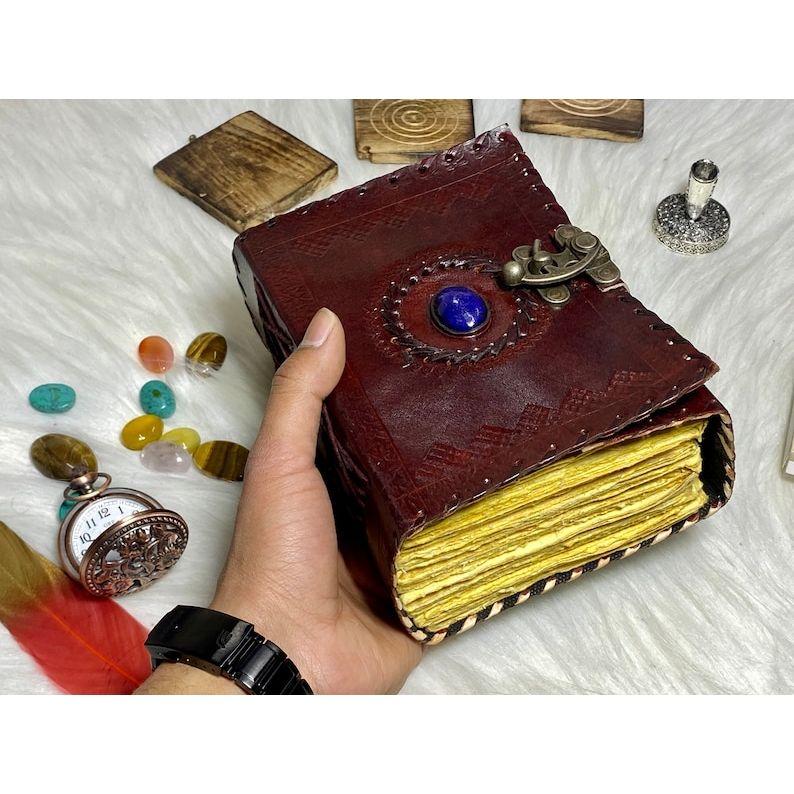 Vintage Leather Journal Celtic Stone Blank Spell Book of Shadows junk journal Grimoire Journal Handmade Journal Gifts for him her