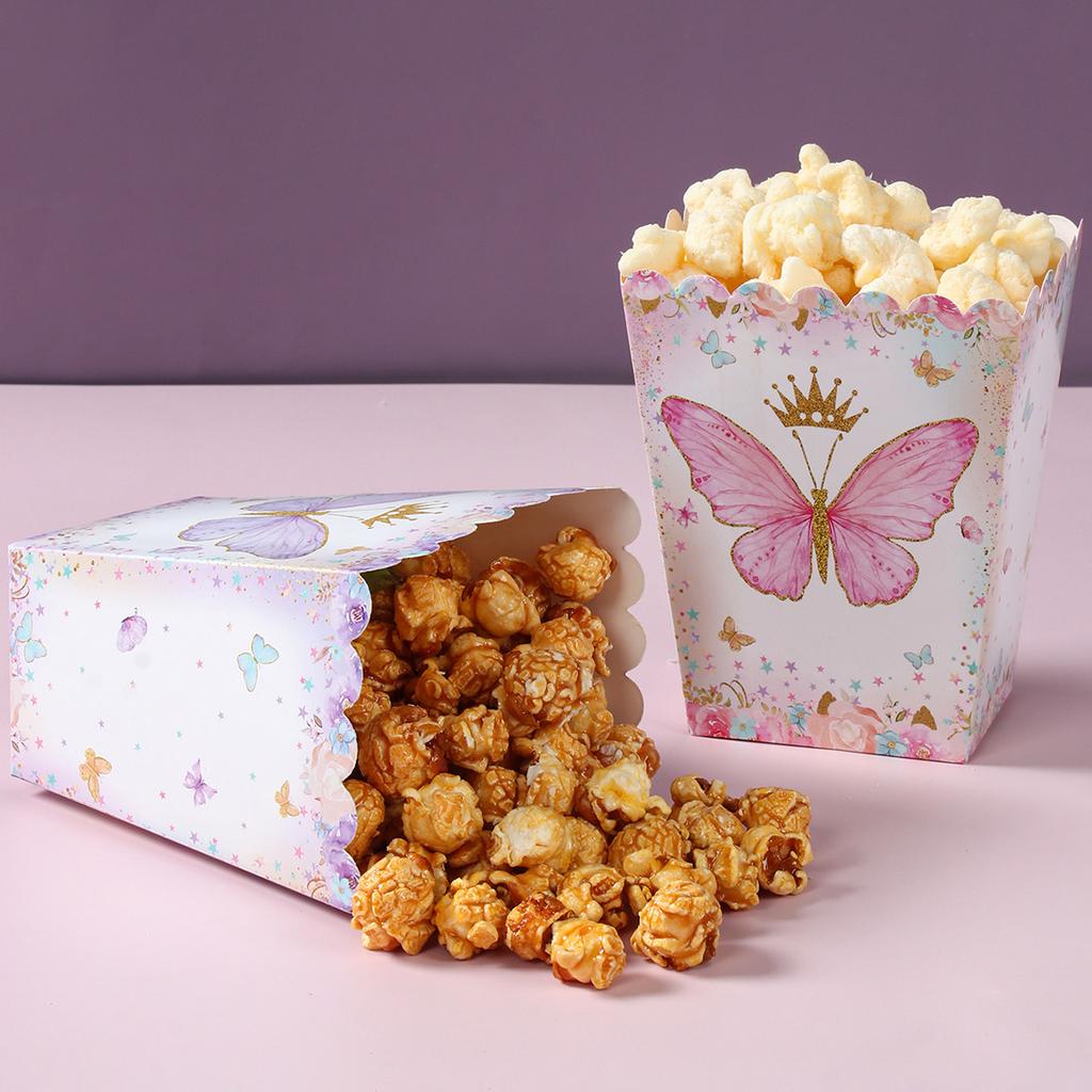 Ružovo-fialová Motýlia Krabička na Popcorn Krabička na Cukríky Motýlia Ozdoba na Narodeninovú Oslavu Deti Dievča Svadba Potreby na Narodeninovú Oslavu Oslava Bábätka