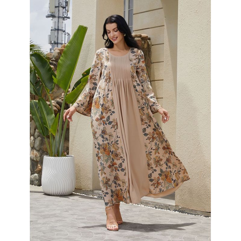 Middle East New Fashion Loose Patchwork Print Dress Spinning Printed Robe Dress