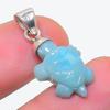 Natural Larimar Gemstone Handmade 925 Sterling Silver Jewelry Pendant 1.18" Y9q36