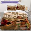 Conjunto de Colcha com Padrão Outer Banks e Nome Personalizado Capa de Colcha Fronha Decoração de Casa Presente de Aniversário (1*capa de edredom+2*fronhas sem enchimento)