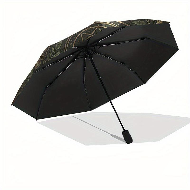 Skull and Laurel Wreath Circular Wall Art Umbrella, Portable 3-Fold Compact Umbrella for Men & Women R119