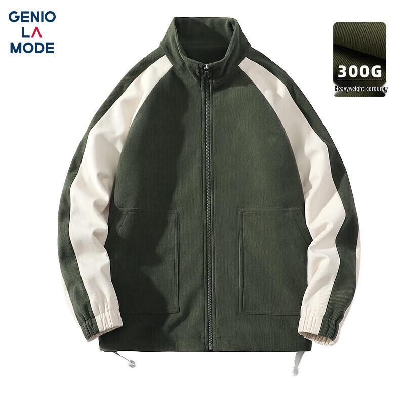 

GENIOLAMODE Men s Retro Corduroy Color Block Jacket XL