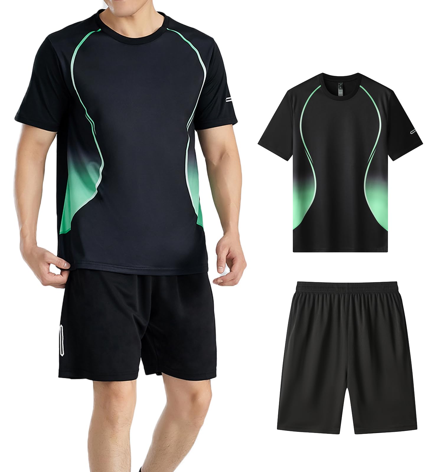 

BVOME Компрессионный верх и низ Запах Размер L Мужская одежда, Спортивная одежда, Джерси, Комплект, Дышащий, Устойчивый, Зеленый,