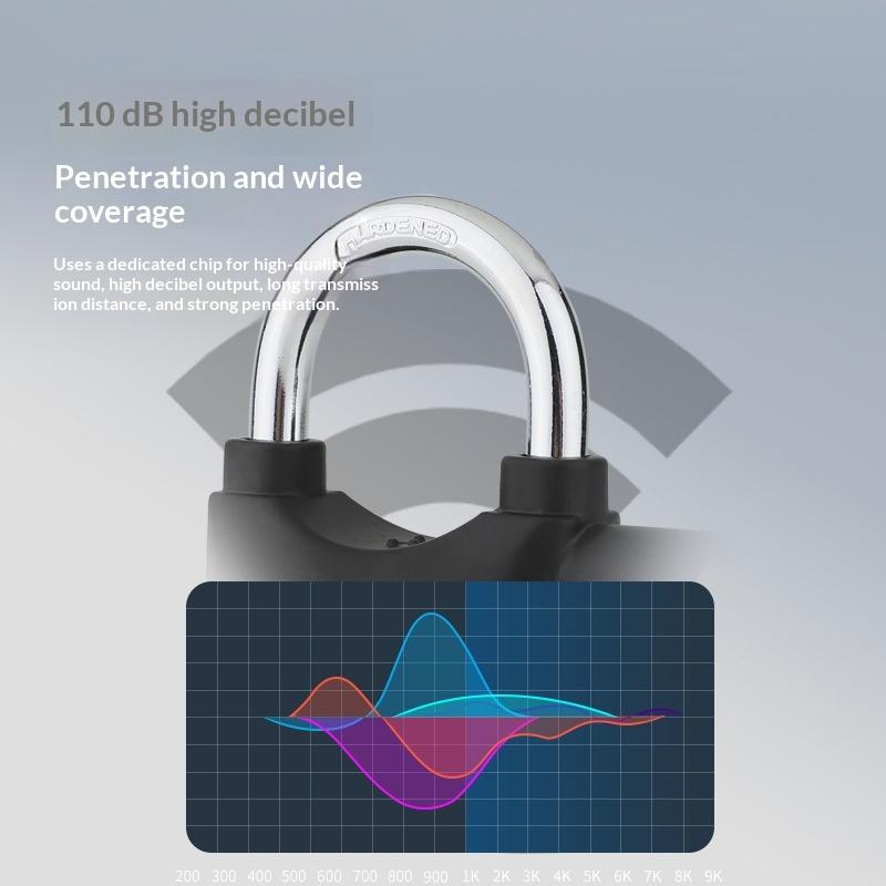 New Built-In Movement Sensor Security 110Db Siren Alarm Lock Universal Anti-Theft Padlock For Bicycle Motorcycle Door Gate