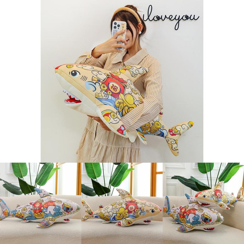 Large Plush Colorful Shark Doll Sleeping Pillow Soft Stuffed Toy For Girls Gift