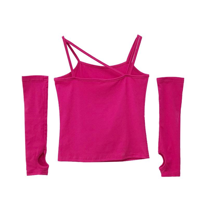 

Женская футболка, жилет, блузка с открытыми плечами, тонкая однотонная бретелька нестандартной формы с рукавами L