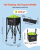 Tennis Ball Hopper, Holds 120 Tennis Balls, Foldable Pickleball Basket Cart with Wheels for Easy Pick Up, Lightweight Aluminum Alloy, Portable