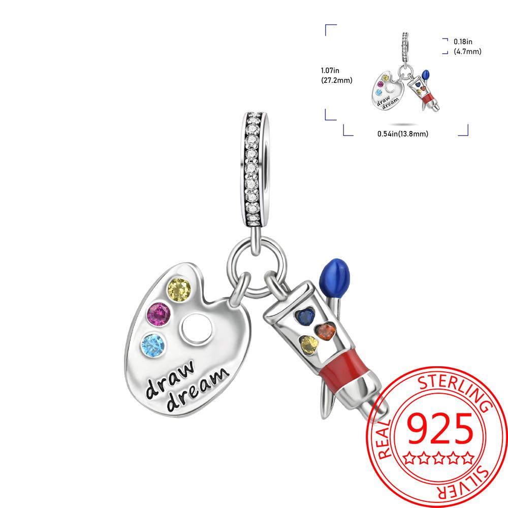 Authentic Original products Copper Metal Colorful tulip flowers animal Cow Pendant Bead Component Compatible With Bracelet High Quality Fine Jewelry