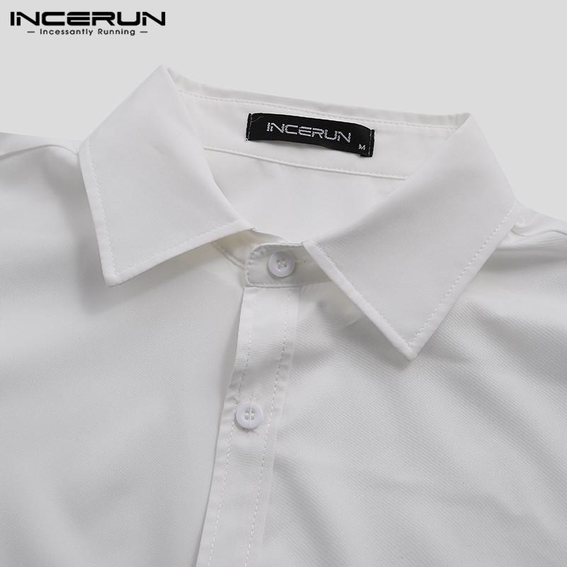 INCERUN Japanese and Korean Style Oversized Men Hip Hop Printed Shirts Casual Lapel Collar Long Sleeve Blouse Loose T-shirt