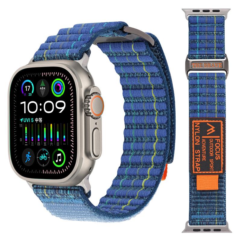 Straps for Apple Watch Band 44mm 40mm 49mm 41mm 45mm 38mm 42mm Nylon Loop Bracelet iWatch Ultra 2 Series 7 6 5 3 Se 8 9 10 45 Mm
