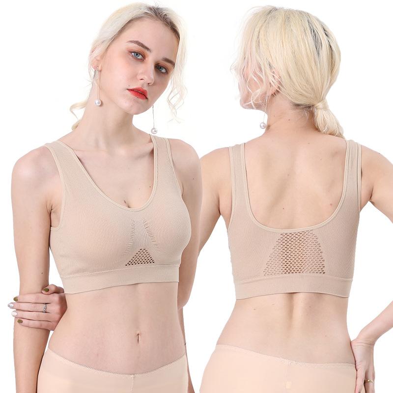 No steel ring vertical mesh large size underwear women's sports yoga fitness sleep bra vest type gathering underwear women