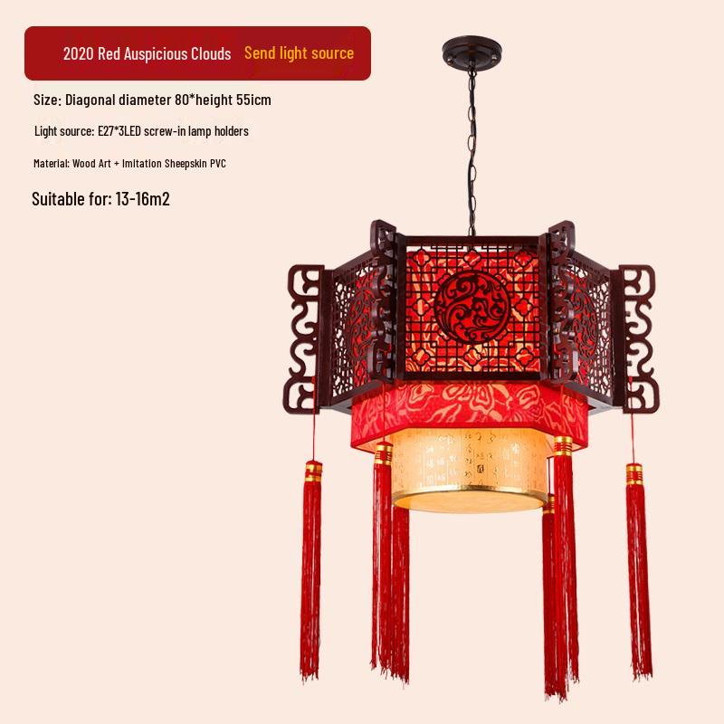 Hexagonal Solid Wood Chinese Antique Pendant Light for Teahouse or Restaurant
