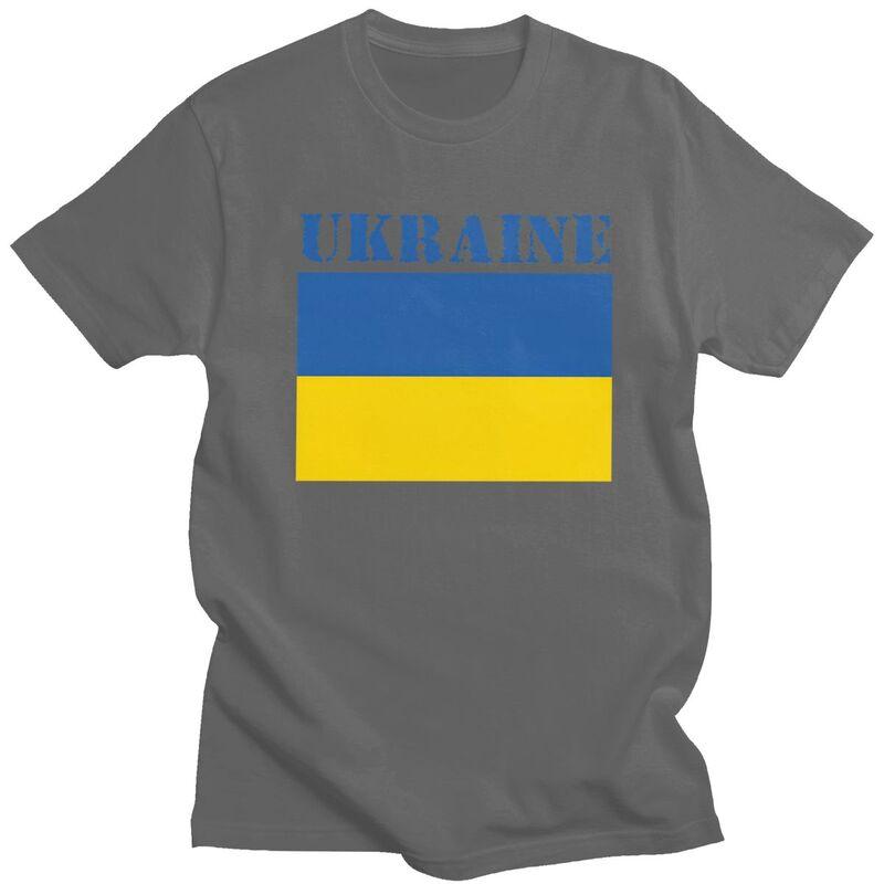 Custom Ukraine Flag T Shirts Men Pure Cotton Tees Tshirt Tshirt Clothing