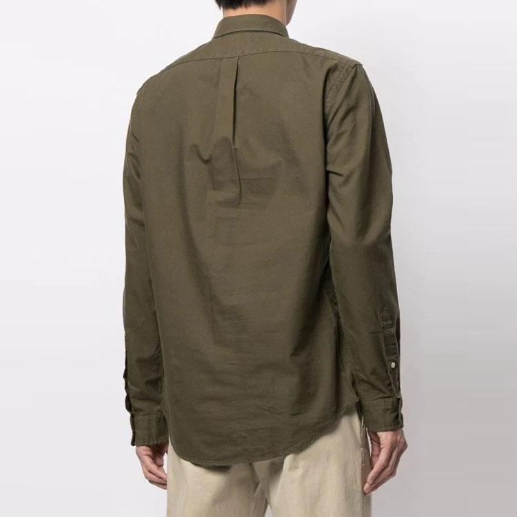 Polo Ralph Lauren FW21 Logo Embroidered Button-Up Long Sleeve Shirt Men shirts Green 710804257-006