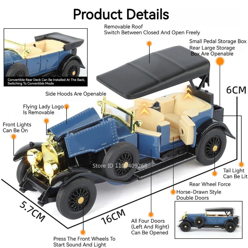 1:32 Scale Phantom I Rolls Royce 6x6 Car Model Toy Diecast Metal Off-Road Vehicle Shock Absorption Models Kids Hobby Presents