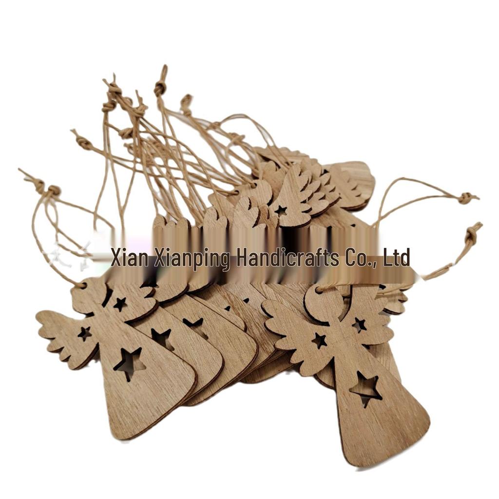 Boxed Wooden Christmas Snowflake Pendants: Laser-Engraved Hollow Ornaments