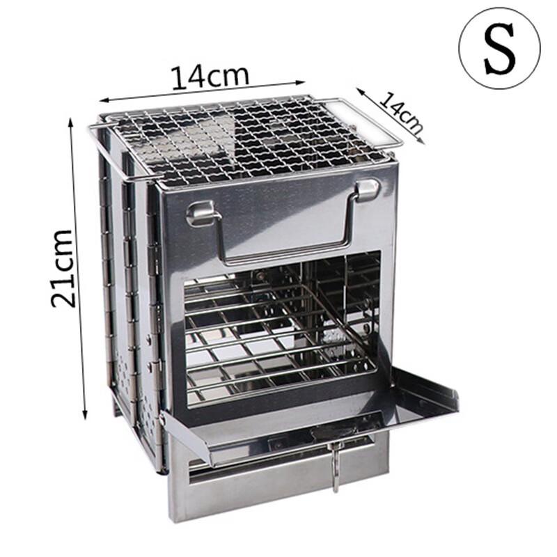 Outdoor Stainless Steel Portable BBQ Grill & Firewood Stove