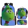 Green Hair Monster Grinch School Bag Campus 12345th and 6th Grade Backpack Lightweight Weight Loss Computer Bag Three-piece Set