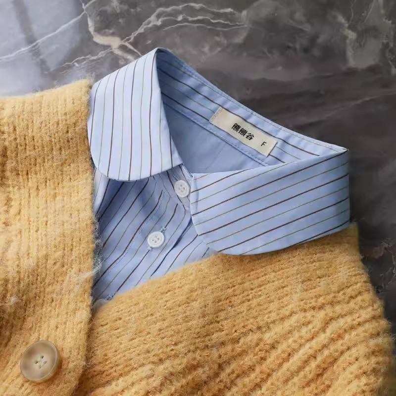 Elegant Autumn Fake Collar Women Fake Half Shirt Woman Stripe False Collar Shirt Detachable Collars Ladies Removable Nep Kraagie