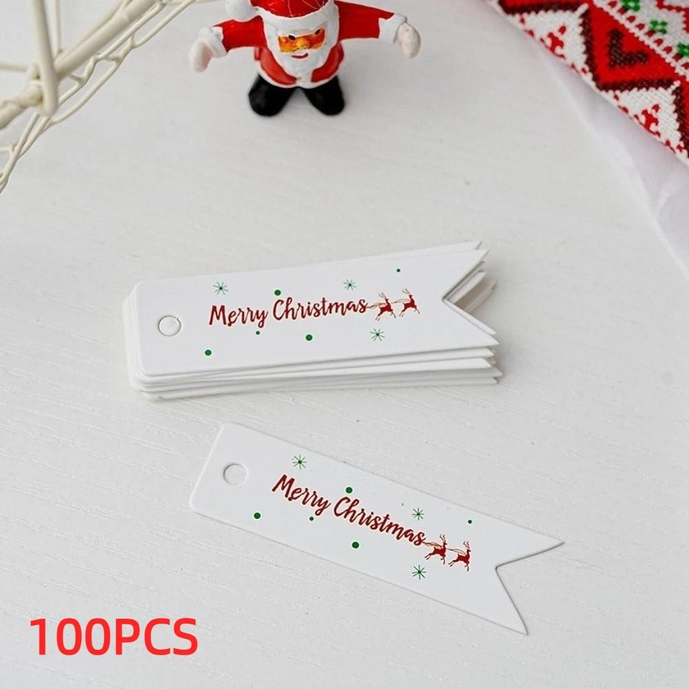 Festive DIY Craft Christmas Hang Tags Hangable Design Pre-Punched Xmas Paper Greeting Cards Paper Gift Tags Party Decor