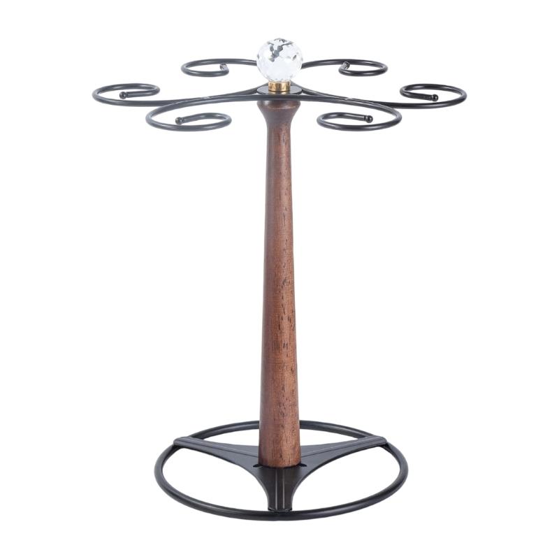 

Inverted Glassware Organizers With Rustproof Coating Wooden Metal Wine Glass Rack Compacts Kitchen Space Management чорний