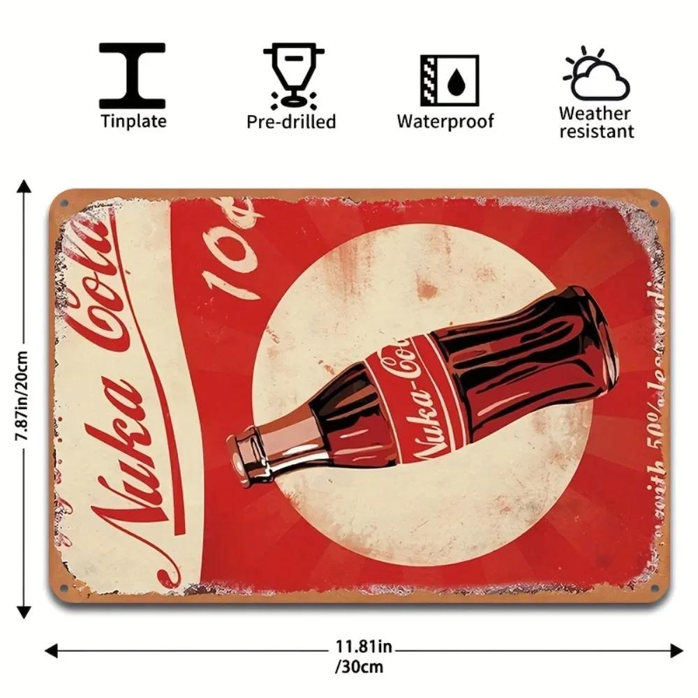 RETROGAMECZ Nuka Cola Hliníkový Znak Vintage Logo Dekor Prachotěsný Vodotěsný Kavárenská Deska