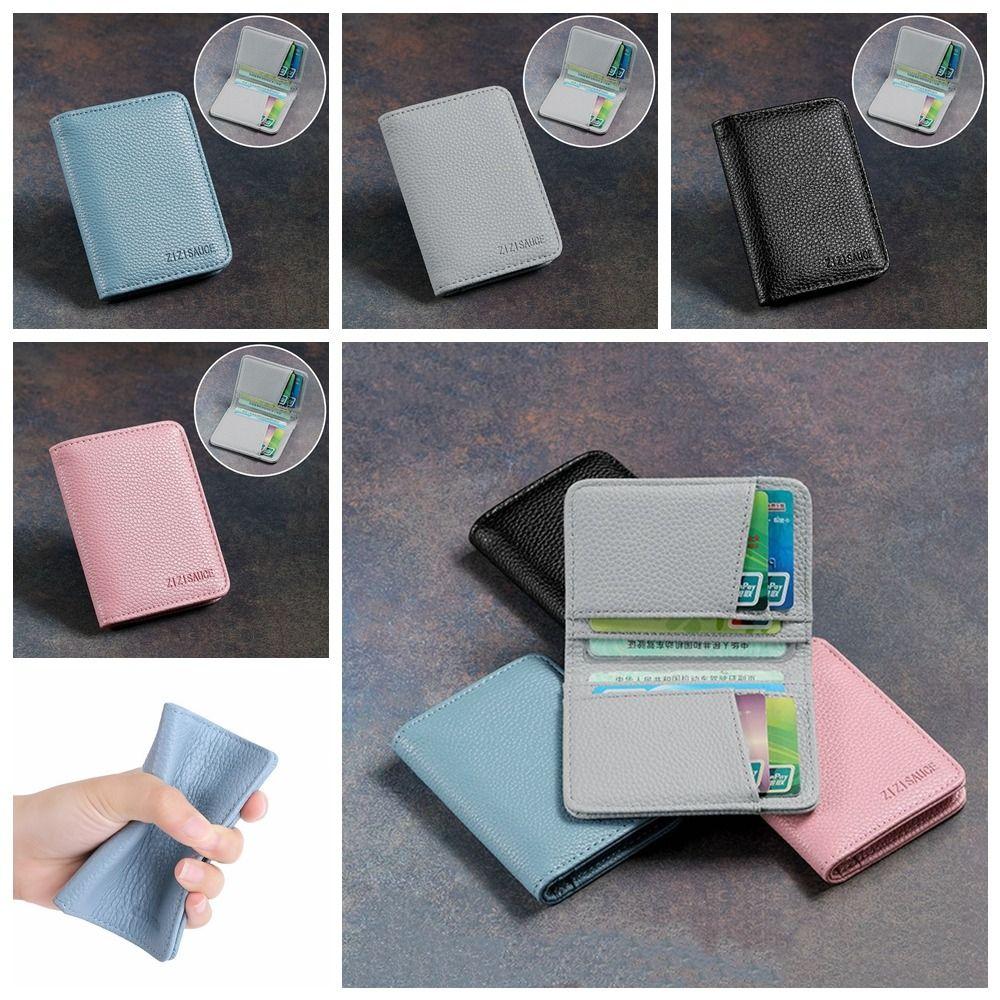 

Square Leather Card Holder Ultrathin Card Bag Simple Coin Purse Girls чёрный