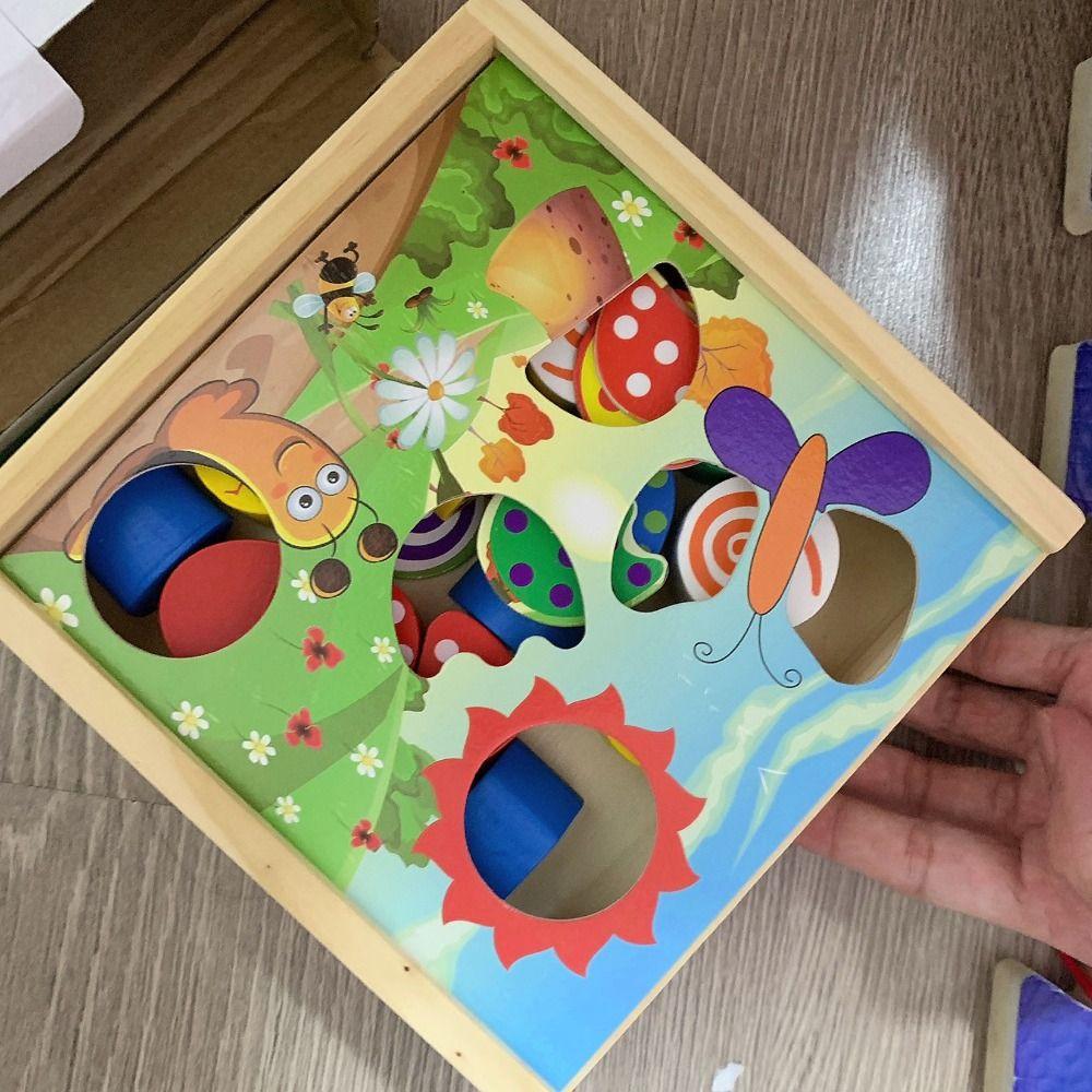 Jigsaw Wooden Montessori Toys Shape Colorful Matching Blocks  Boys and Girls