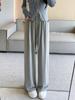 Petite High-Waisted Wide-Leg Glutinous Rice Pants - Women's Slimming Straight-Leg Spring/Autumn Floor-Length Pants