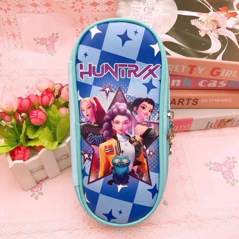 Pencil Case, Anime K-POP Student Large Capacity Double Zipper Stationery Case Pencil Case