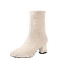 Women's autumn and winter new knitted plush short boots large size pointed thick heel elastic socks boots high heel thin boots women
