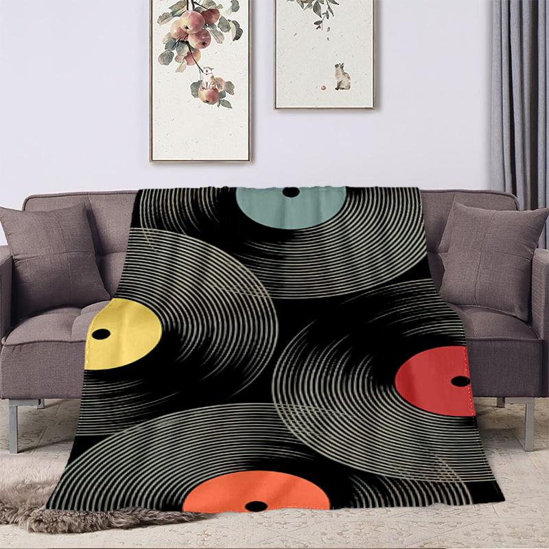 

1PC Music Records printed blanket, all season lightweight home office outdoor nap multifunctional blanket A13 80cm x 120cm