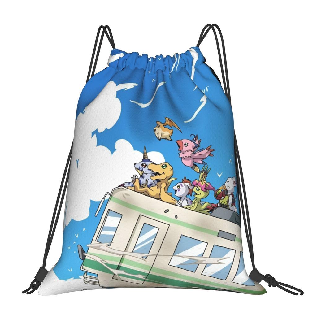 Custom D-Digimons Drawstring Bags for Shopping Yoga Backpacks Men Women Cartoon Sports Gym Sackpack