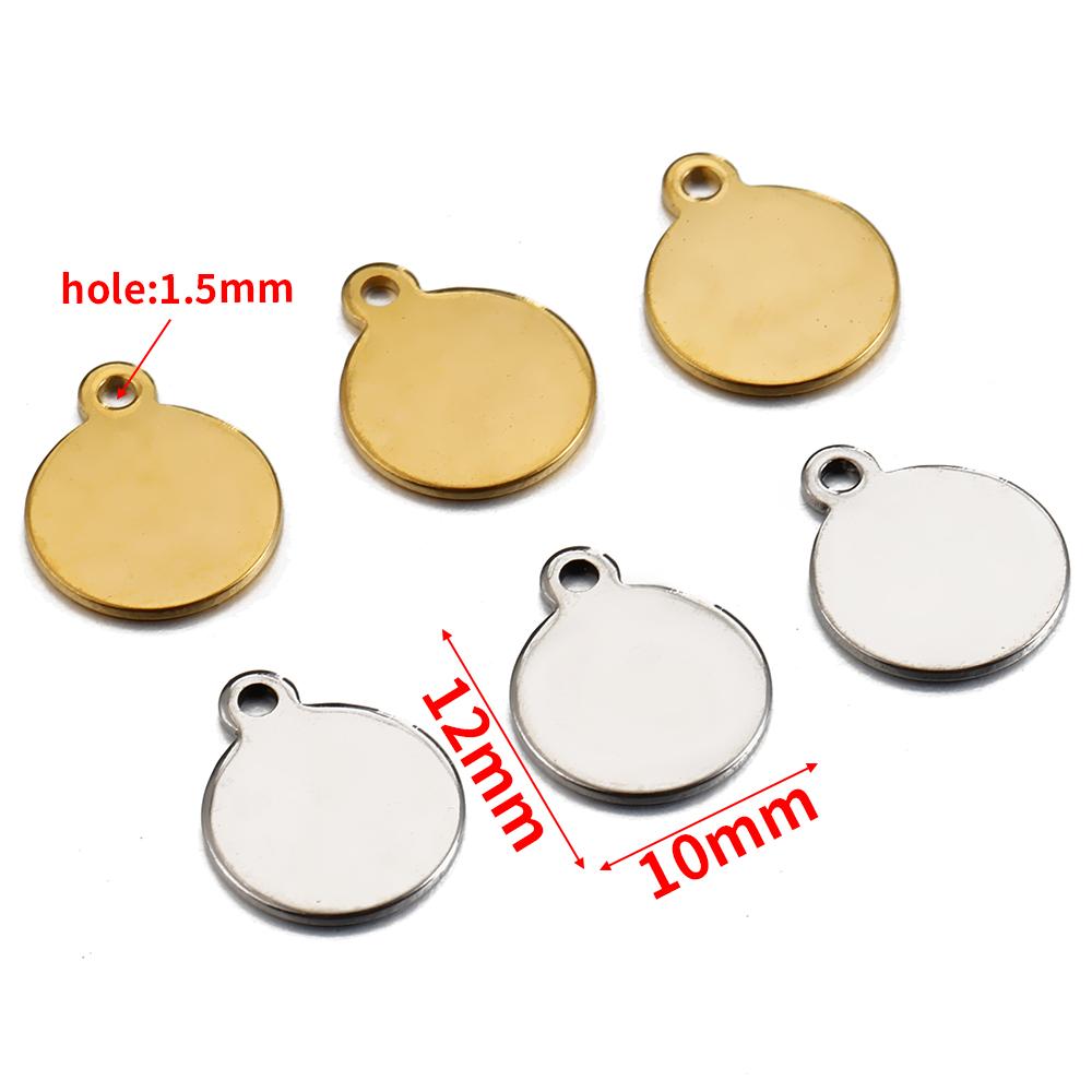 10pcs Stainless Steel Gold Color Round End Charms Pendants for DIY Bracelet Necklace Earring Extension Chain Jewelry Making DIY