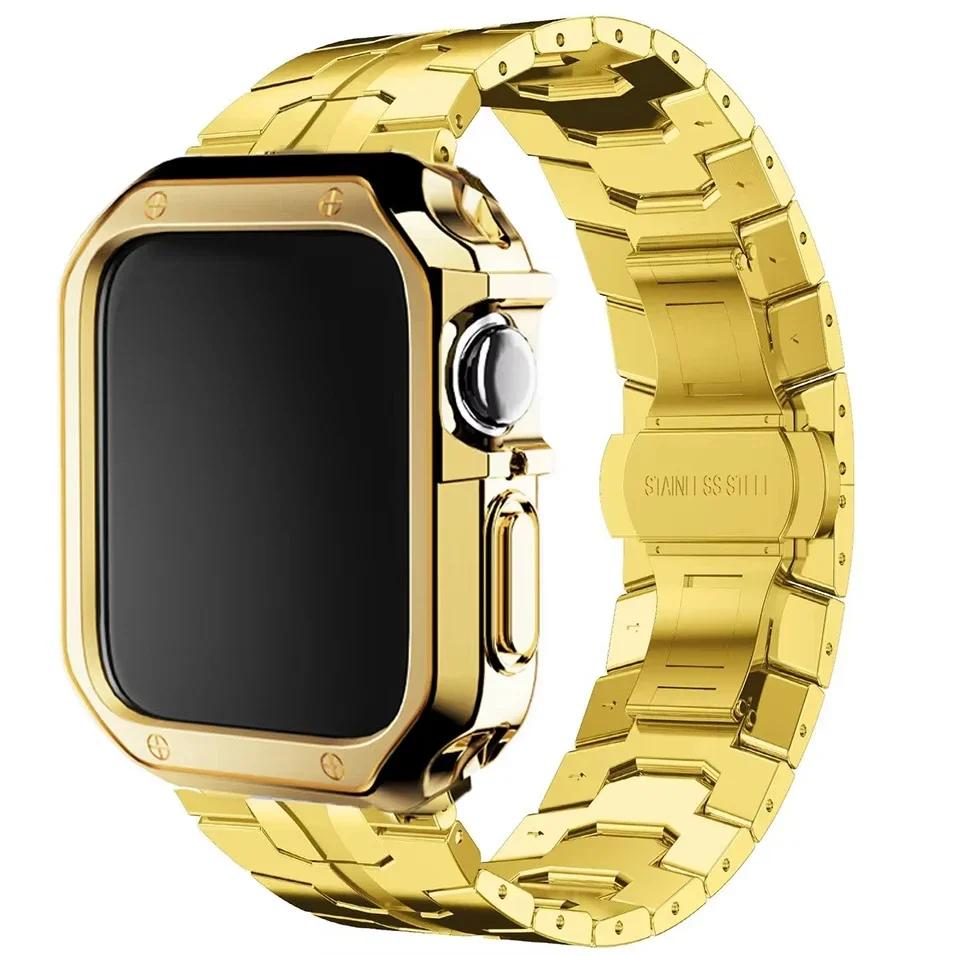 Nerezový řemínek+pouzdro pro Apple Watch Ultra 2 49mm Series 10 46mm Luxusní pánský řemínek pro IWatch 9 8 7 6 5 4 se 45mm 44 Correa