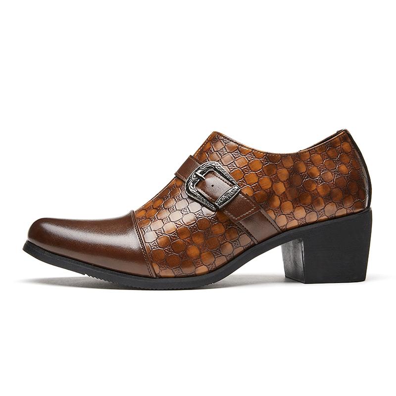 Mode Mode Braune Herrenschuhe mit Reißverschluss Hohe Absätze Oxfords Spitz Übergröße 46 Lederschuhe Höhenerhöhung Herren Hochzeitsschuhe