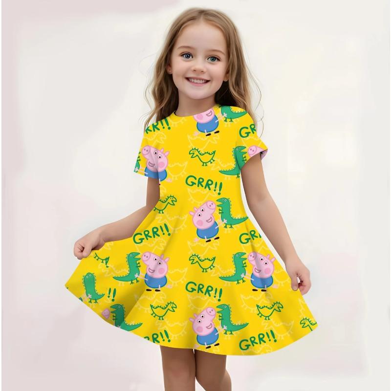 

Kids Peppa Pig Cartoon Print Sundress Summer Sleeveless Casual Loose Fit Soft Lightweight 110